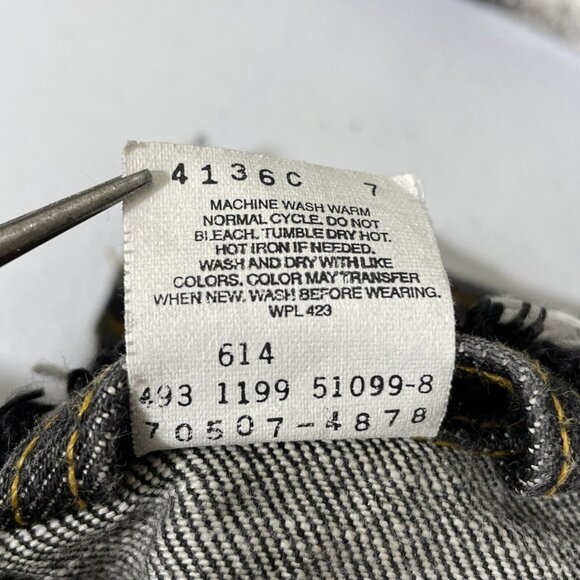 Vintage Levis Trucker Jacket Vest Mens Size Large Black 90s Raw Neck & Sleeve - Picture 8 of 10